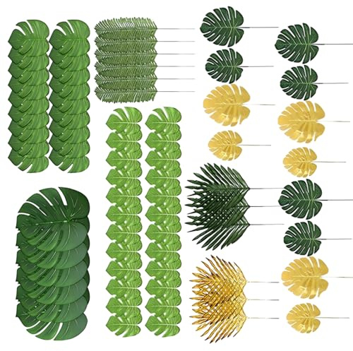 XINGLIDA 72Pcs Artificial Monstera Leaf Vase Flower Plant Arrangement For Party Decoration Wedding Backdrops Festival Celebration Artificial Houseplants