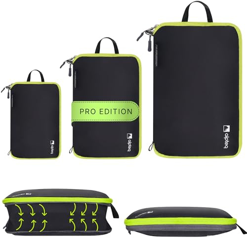 Alpteq® Profi-Packtaschen mit Kompression – 5-teiliges ultraleichtes Koffer-Organizer-Set, Packing Cubes aus wasserdichtem Stoff, Packwürfel für Reisen & Rucksack