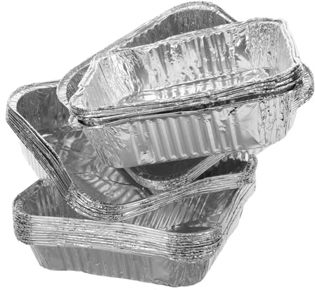 POPETPOP 30 pezzi Teglie in Alluminio Usa e Getta Vassoi Quadrati Resistenti per Forno e Friggitrice ad Aria Contenitori Alimentari Sicuri ad Alte Temperature per Cottura Conservazione e