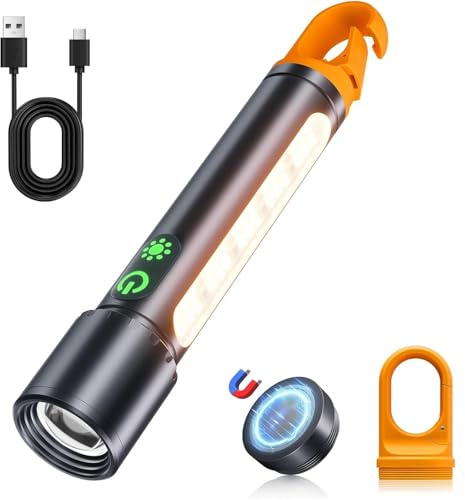 Acxilexy Torcia LED Ricaricabile, Super Luminoso Torcia Elettrica, Lunga Autonomia, 9 Modalità di Illuminazione, Alta Potente, Zoomabile, Portatile, per Campeggio, Escursionismo, Emergenza