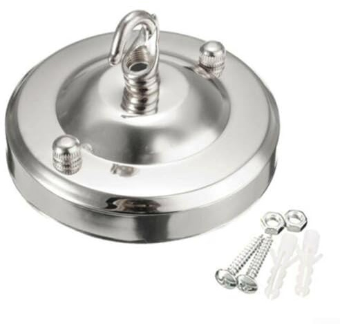 Solaughguy Vintage-Deckenrosette mit Hakenplatte für Kronleuchter, Hängelampe, 10 kg Tragkraft, Eisen-Baldachin-Set mit Montagematerial, kompatibel mit (Chrom)