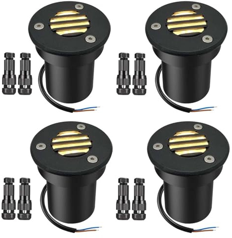 Projecteurs LED Encastrables Pour Extérieur, Éclairage Paysager Basse Tension Pour Allées Et Chemins, Étanches IP65, En Aluminium Anti-éblouissement (finition Bronze Huilé)(4pcs-warm White,DC12V-5W)