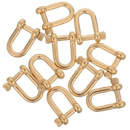 DECORNIJIA 10pcs D Ring Shackle Keyring Carabiner Chain Fasteners Stainless Steel Sturdy Carabiner Clasp Long Term Durability Black Sophisticated Hardware Elegant Upgrade for Leather Craft
