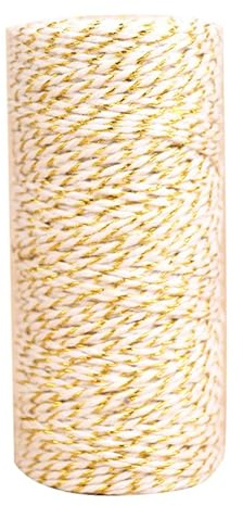 PBDEIOEOE Hilo de algodón, Cordel de Colores, 100m 1mm Blanco Y Oro