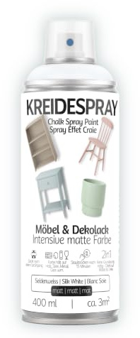 COLORS Kreidespray für Möbel & Dekolack - Seidenweiss - Matte Chalk Kreidefarbe Sprühlack, 400ml Spraydose, für Upcycling & Auffrischen