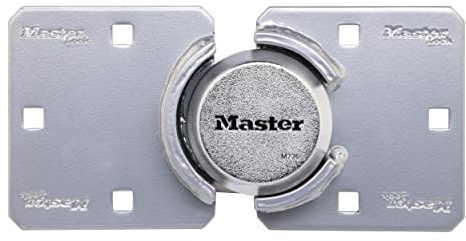 Master Lock M736XKADCCSEN Hidden Shackle Lock with Hasp, Silver, Units | Zinc Plated Steel Lock and Hasp For Moving Truck and Sliding Doors, Corrosion Resistant, 5-Pin Cylinder, 9-1/16 Body