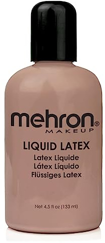 Mehron Makeup Liquid Latex | SFX Makeup | Halloween Latex Makeup | Latex Glue for Skin | Prosthetic Glue 4.5 fl oz (133 ml) (Dark Flesh)