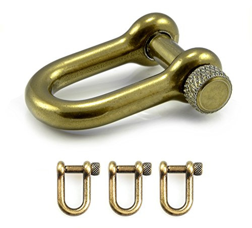 Ganzoo Schäkel Stahl 3er Set, U-Form Größe M, Drehverschluss schnell zu öffnen, griffiger Schraubkopf, Metallic blau Antik-Look, Außen 33 x 25 mm, Öffnung 21 x 10 mm, Stärke 5 mm, für Paracord-Bänder