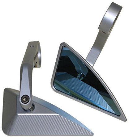 2X Motorrad Spiegel Lenkerendenspiegel Alu CNC Silber universal für z.B. Adly Daelim Honda Kawasaki KTM Peugeot Sachs Suzuki Yamaha Zündapp
