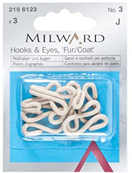 Milward Hooks & Eyes Fasteners, Fur/Coat, Beige, No.3, 2196123