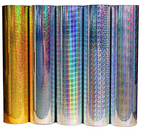 Finest Folia (10,94€/m²) Bastelfolie Selbstklebend Künstlerfolie Aufkleber Plotterfolie Hologramm Oilslick Glitzer Folie Aufkleber Plottfolie (Lines, 30,5cm Breite)