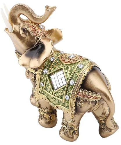 Cikonielf Glücklicher Reichtum Elefant Statue Feng Shui Grüner Elefant Statue Skulptur Reichtum Figur Home Decoration Collection(L)