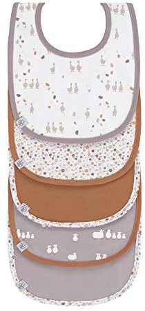 LÄSSIG Baby Kleinkind Lätzchen Set (5 St.) Klettverschluss Baumwolle wasserdicht/Value Pack Bib Tiny Farmer Goose