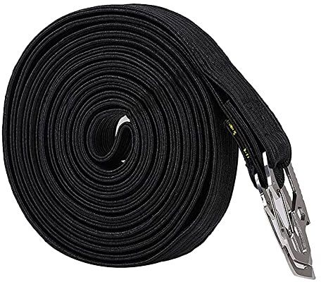 iSpchen Fahrrad Spanngurte Zurrgurt Elastische Gepäckseil Gepäckspanner mit Haken Spannseile Spanngummi Gepäckgurt Gepäckträger für Fahrräder, Motorrad,Schwarz,4m