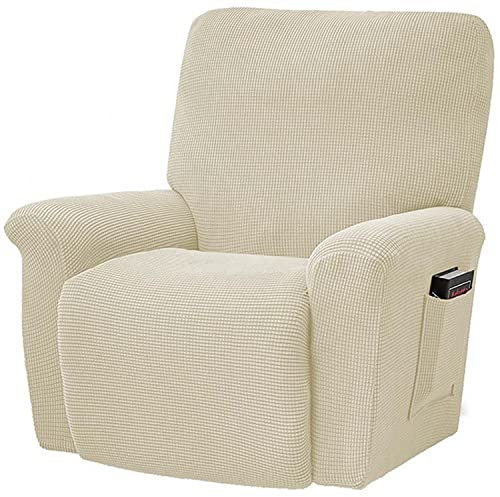 RTSFKFS Jacquard Sesselbezug 4-teiliges, Sesselschoner, Stretchhusse für Relaxsessel Komplett, Elastisch Bezug für Fernsehsessel Liege Ruhesessel Bezüge Sofa überzug Schutzbezug (Color : Color-1)