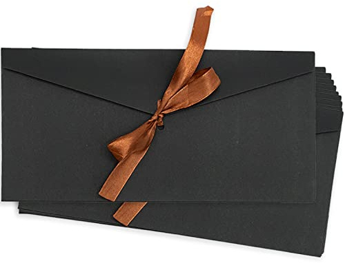 10 Bunte Briefumschläge mit Band Umschläge für Grußkarten, Einladungskarten, Geburtstagskarten, Geschenkkarten 200 x 110 mm (7.9 x 4.3 inch)