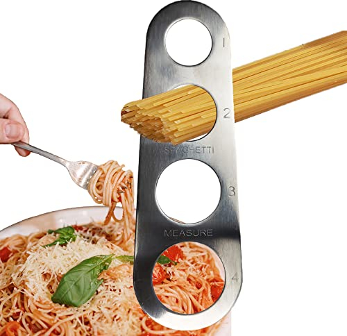 ZoeTekway Spaghetti-Messgerät aus Edelstahl mit 4 Messlöchern für Familienküchen, Hilfsmittel, Restaurants