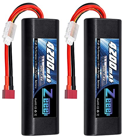 Zeee 2S Lipo Akku 7,4V 50C 4200mAh RC Akku mit T Stecker(2 Packungen)