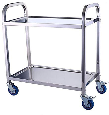 dRAGonFy Trolley, Servicewagen, 2 Ablagen, Mehrzweckwagen, Edelstahlwagen/Laborgerätewagen/Schönheitssalon-Werkzeugwagen/M (85 X 45 X 90 cm)