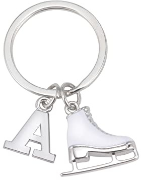 LIKGREAT Ice Skate Keychain Figure Skating Keychains Initial Ice Skating Charm Keyring Handbag Decoration, A, Medium