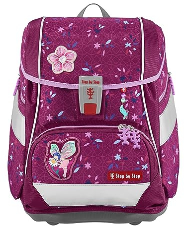 Step by Step Schulranzen-Set 2IN1 Plus „Fairy Freya“ 6-teilig, ergonomischer Tornister, höhenverstellbar mit Hüftgurt, für die Grundschule, ab der 1. Klasse, 19L, rosa, Feen-Design