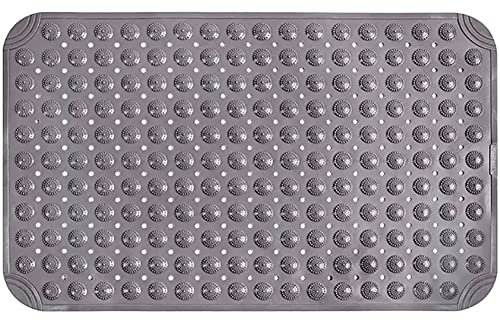 Duschmatte rutschfest 36x71cm,Duscheinlage rutschfest mit Ablauflöchern und Saugnäpfen,Große Antirutschmatte Dusche,Maschinenwaschbar,Duschmatten für Duschraum (Grau)