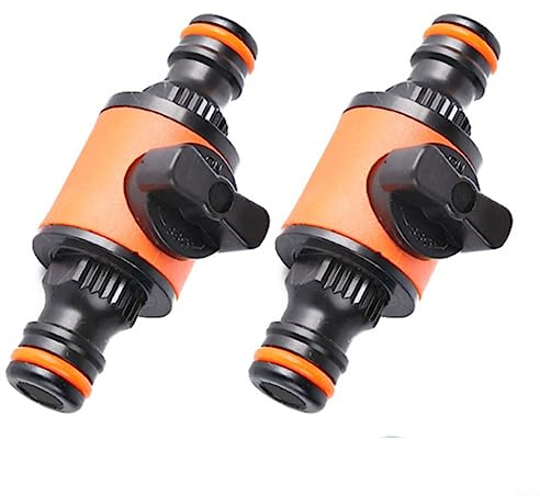 LVYXON Lot de 2 raccords rapides pour tuyau d'arrosage avec valve d'arrêt, connecteur de tuyau d'arrosage (orange)