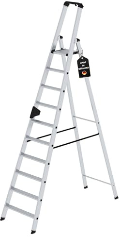 PROREGAL Stufen-Stehleiter | einseitig | begehbar | 10 Stufen | Leiter, Teleskopleiter, Trittleiter, Bockleiter, Sprossen-Doppelleiter