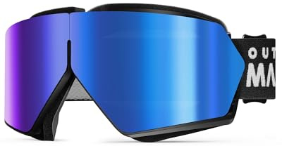 OutdoorMaster Lunettes de ski Seagull, lunettes de snowboard pliables pour les hommes, les femmes et les jeunes, antibuée, protection UV à 100%, port polyvalent