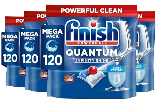 Finish Quantum Infinity Shine Dishwasher Tablets Bulk | Scent : REGULAR | Size : 480 Dishwasher Tabs | For Sparkling Clean (Pack of 4)