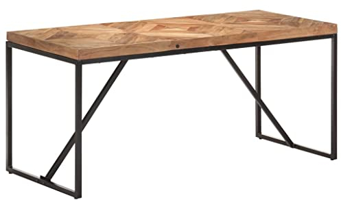MNISDFL Schreibtisch Computertisch Balkontisch Küchentisch Esstisch 160x70x76 cm Massivholz Akazie und MangoLeicht zu montieren