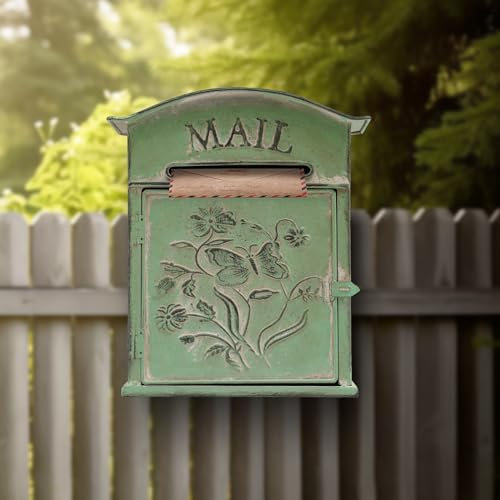 Postfach Vintage Wandbriefkästen Metall-Briefkasten Außenbereich Wandhalterung Briefkasten Antiker Stil Heimdekoration Postfach für Draußen Haus Garten Ornament Dekor