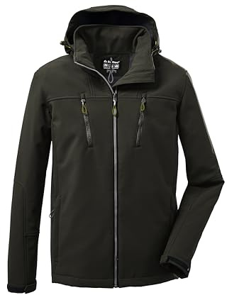killtec Softshelljacka/utomhusjacka för män med dragkedja huva KOW 163 MN SFTSHLL JCKT, mörk moss, XL, 37711-000