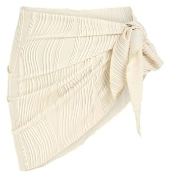ZAFUL Strukturiert Krawattenseite Strand Sarong Pareo Bikini Zudecken Wickelnrock Strandkleider für Damen (2-Hellbraun,One Size)