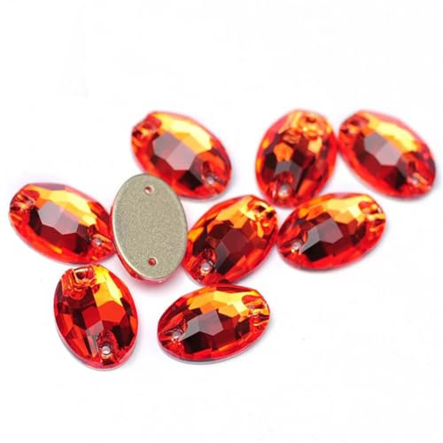 Ovale AAAAA Strasssteine mit flacher Rückseite, zum Aufnähen, Glas-Strass-Steine und Kristalle für Kleiderherstellung, Hyazinthe, 7 x 10 mm, 144 Stück