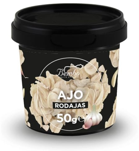 Ajo en rodajas 50 g - 100% natural, obtenido a partir de ajo secado con delicadeza, sin añadir aditivos y apto para dietas veganas