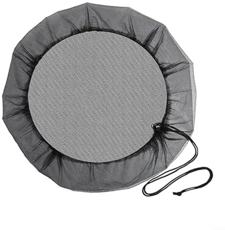 Housse en maille pour tonneaux de pluie, 50 cm, filet de pluie réglable, filet anti-insectes et feuilles pour la maison, l'extérieur, le jardin, le seau de récupération d'eau (1 pièce)