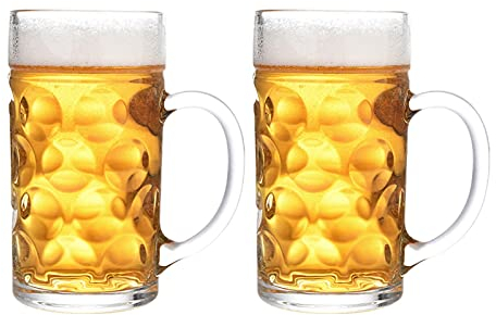YYBDENL Boccale di Birra Tazze di Birra Pesante Bicchieri da Birra Grande con Manico - 17/45 oncia di Vetro Steins Classico Birra Tazza Bicchieri Occhiali 2 Pack Bicchiere da Birra(S)