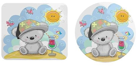 EHOMERY Mauspad Groß Anime Mouse Mat Set Netter Cartoon Für Kinder Coole Mauspads Mousepad Groß Für Die Schreibtischdekoration - 2 Pack [20x24 cm and Dia 20 cm]