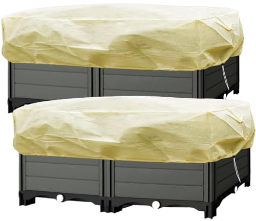 LINSOCLE Lot de 2 Pièces Voile Hivernage Plante Exterieur, Housses de Protection pour Plantes 150 x 45 x 40 cm, Housse d'hivernage Protection Hivernale pour Les Pot de Fleurs(Beige)