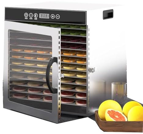 QIANMEI 12 TraysFood Dehydrator, With Timer And Temperature Control 30-90 °C, Dehydrator Food Dyer For Jerky, Fruit, Meat, Dog Treats, Herb,1000W