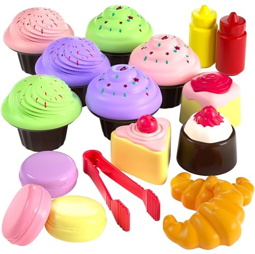 Uping Kinder Kunststoff Spielen Lebensmittel Spielzeug,Küchenzubehör Kinder,Spielküche Rollenspiele für Kind,Teeparty Set Rollenspiel Geschenk Mädchen Jungen