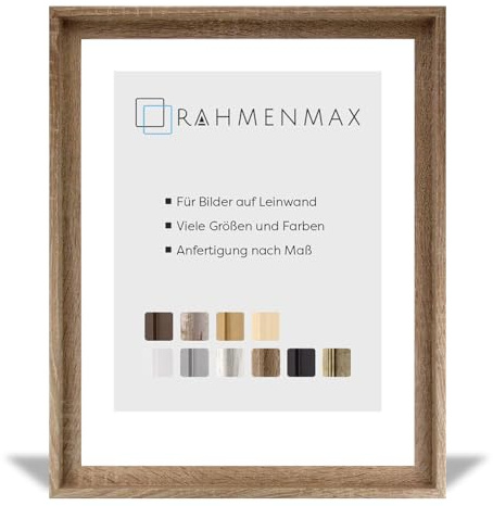 RahmenMax MDF-Leerrahmen ASTURIEN speziell für Leinwandbilder BZW. Keilrahmenbilder im Format 58 x 78 cm. Schattenfugenrahmen in der Farbe: Sonoma Eiche Dekor. 10 Farben zur Auswahl