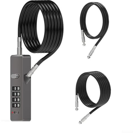 YUANGANG Kabelschlösser mit Kombination, 4-stelliges Zahlenschloss mit 3 Stahlseil-Zahlenschloss für Fahrräder, Schließfächer, Aktenschränke, Kleiderschränke, kleine Zäune, Schrankschloss (grau)