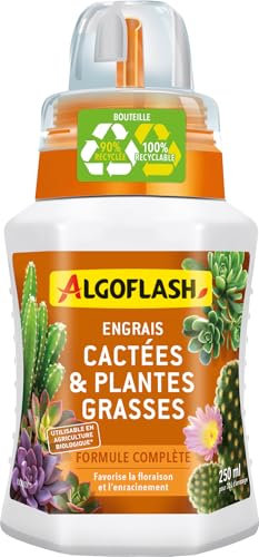 Algoflash Engrais Liquide Cactées et Plantes Grasses, Utilisable en Agriculture Biologique - 250 ML, Marron