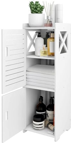 Dhouse Badschrank Multifunktionaler Badezimmerschrank Schmal Wasserdicht Badezimmerschränke Weiß Badezimmermöbel Geeignet Für Badezimmer Schlafzimmer Küche Wohnzimmer 3 Ebenen 2 Türen 75 x 25 x 22CM