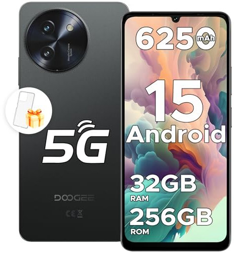 DOOGEE 5G Mobile Phones NOTE 59 PRO, Newest Android 15 Phone, Octa Core 2.3GHz, 120Hz 6.75 HD+, 6250mAh, 32GB+256GB/2TB Smartphone, Sim Free Unlocked Mobile Phones, Widevine L1,Fingerprint,NFC-Black