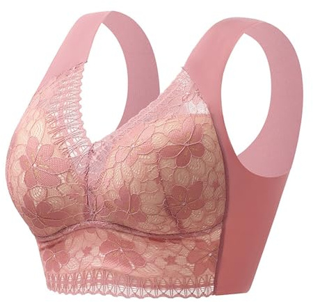 Dam vadderad push-up spets BH – dam BH icke trådbundna fullt stöd plus size, nytt tryck push-up BH för kvinnor sport-bh för kvinnor träningsband BH yoga magtröja yoga beskär tank top yoga bh, Rosa,