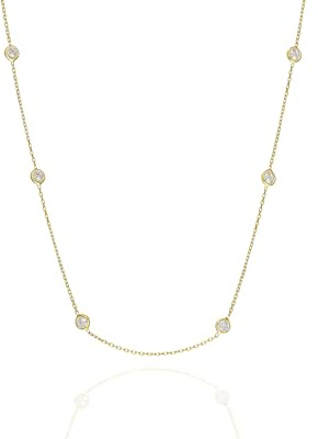 joy-d Collier Femme Luxe Plaqué Or 18K – Chaîne Fine en Argent 925 avec Diamant Zirconium – Collier Amour Infini Élégant - Eternal Love Necklace (Or - Gold)
