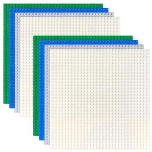 DODUOS 8 Pezzi Pannelli Compatibili con la Maggior Parte Delle Marche, 25.5 * 25.5cm Piastre di Base RettanDODUOSgolari, Classici Mattoncini da Costruzione, Piastre di Base per Bambini